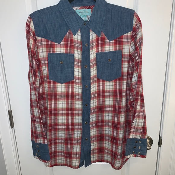 Tasha Polizzi Tops - Flannel and Denim Button Down